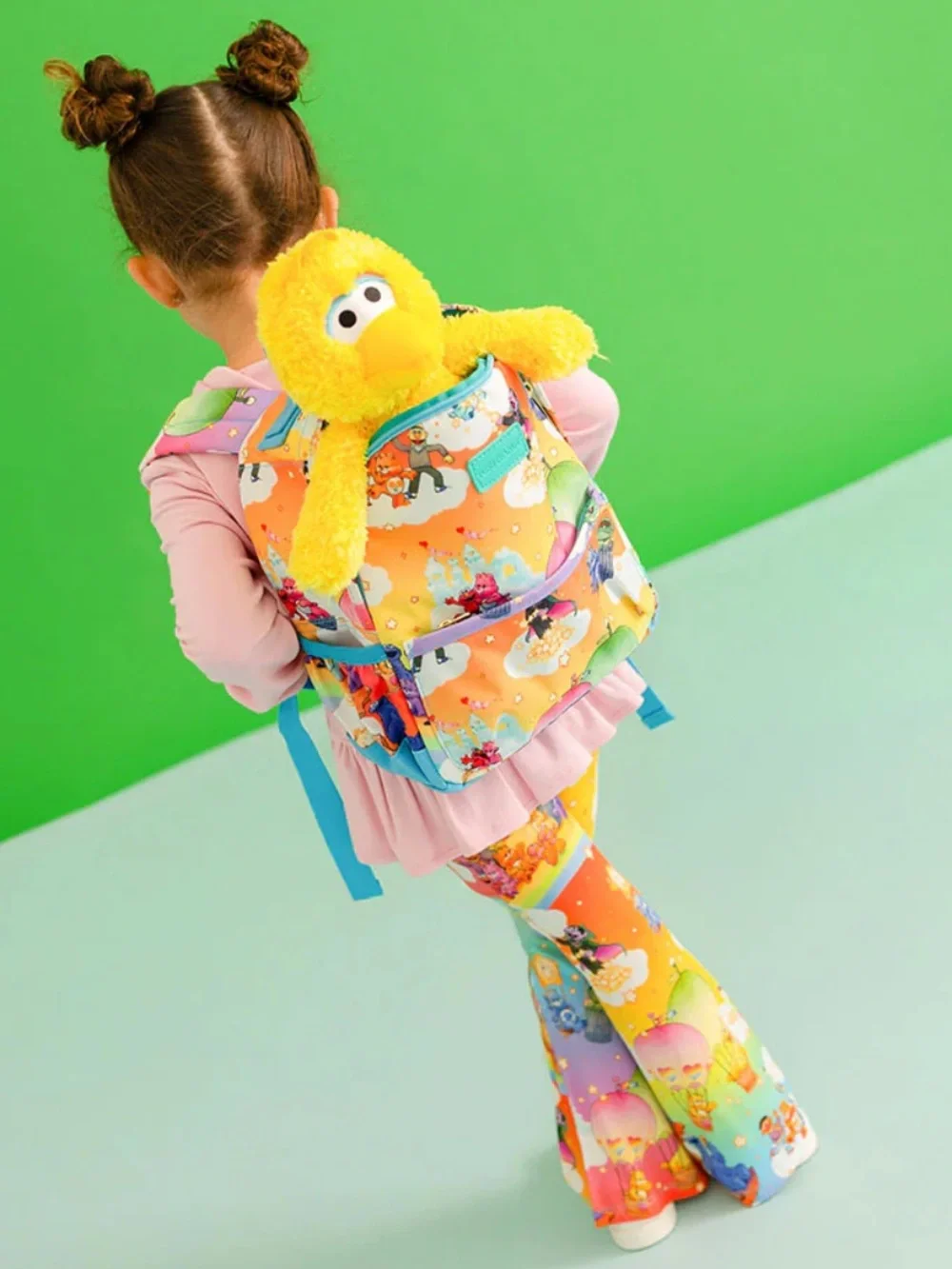 Posh Peanut Care Bears x Sesame Friends Mini Backpack - Yellow Plush Accent